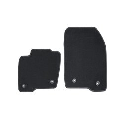 Gulvmtter, premium velour for og bag, sort med slvfarvet dobbeltsyning