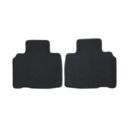 Gulvmtter, premium velour for og bag, sort med slvfarvet dobbeltsyning