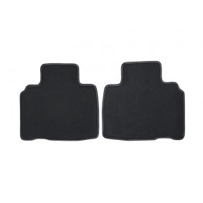 Gulvmtter, premium velour for og bag, sort med slvfarvet dobbeltsyning