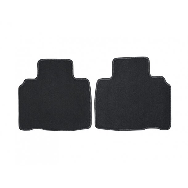 Gulvmtter, premium velour for og bag, sort med slvfarvet dobbeltsyning