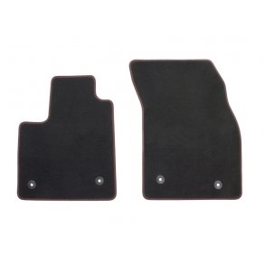 Premium gulvmtter, velour for + bag, sort med rde syninger, ikke til ST.