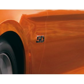 5.0 emblem begge sider, sort.